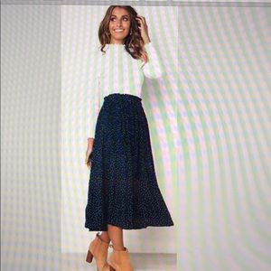 Navy & white midi skirt - size Small - NWT